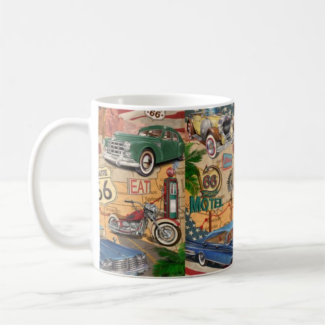 Vintage Route 66 poster. Kaffemugg (Vänster)