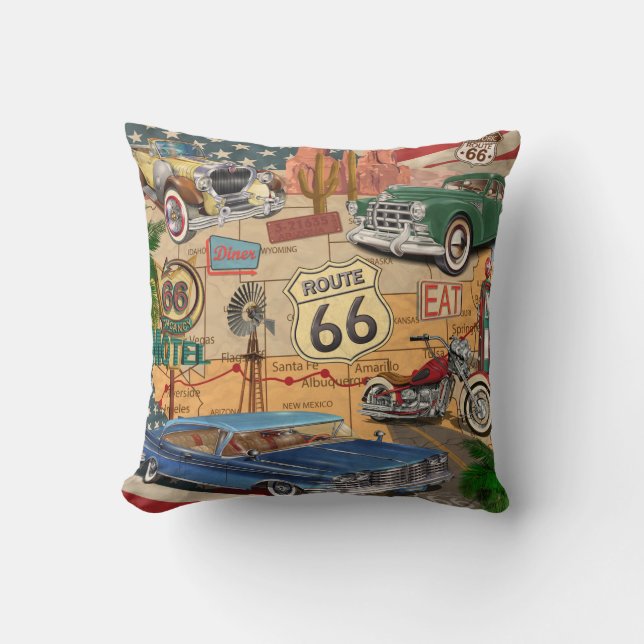 Vintage Route 66 poster. Kudde (Framsida)
