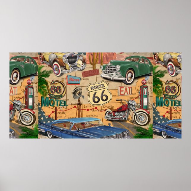 Vintage Route 66 poster. Poster (Framsidan)