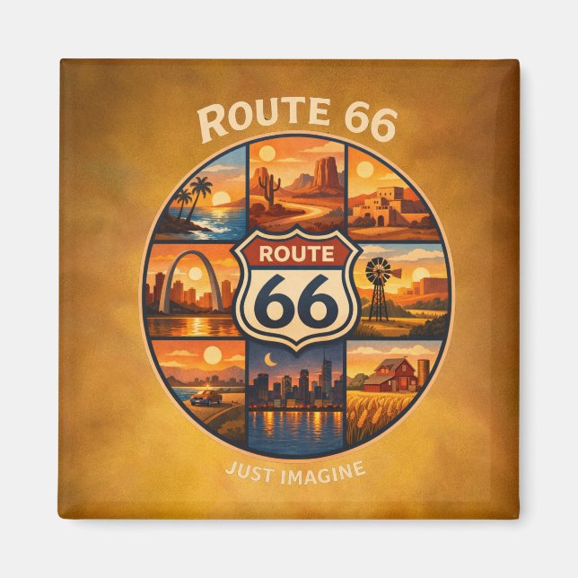 Vintage Route 66 Resemagnet Magnet (Framsidan)