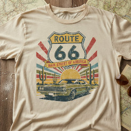 Vintage Route 66, Retro Americana Klassisk bil T Shirt