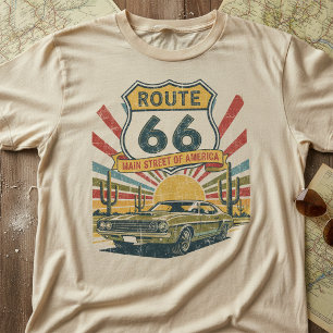 Vintage Route 66, Retro Americana Klassisk bil T Shirt