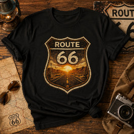 Vintage Route 66 Solnedgång Huvudled Klassisk Amer T Shirt