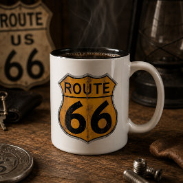 Vintage Route 66 vägmärke Två-Tonad Mugg