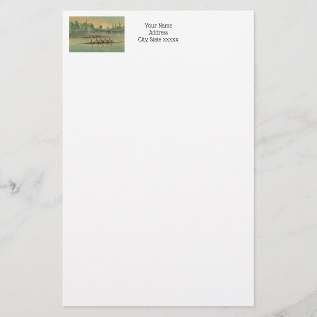 Vintage Rowers Crew Tävling Boat Tävling Brevpapper (Framsida)