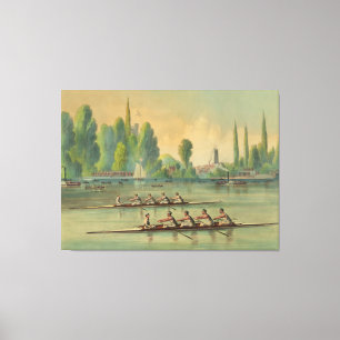 Vintage Rowers Crew Tävling Boat Tävling Canvastryck