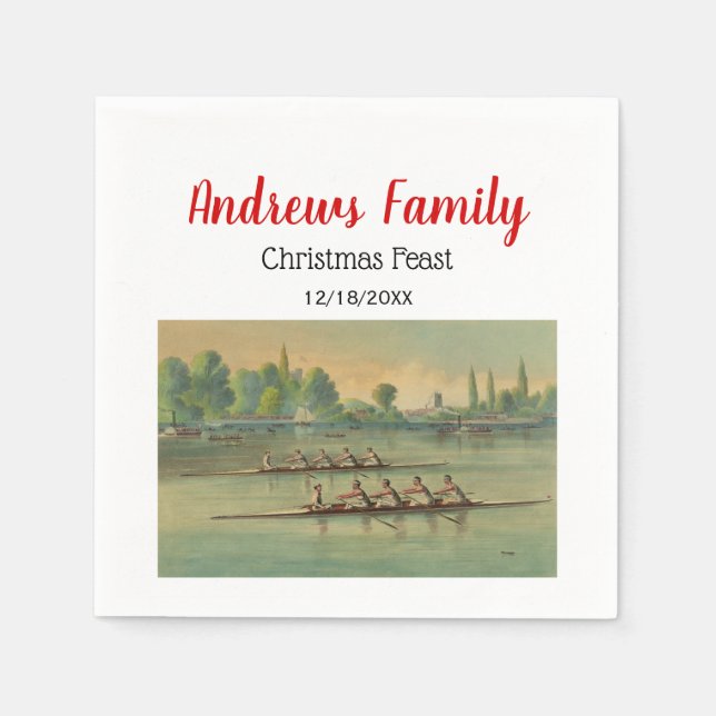 Vintage Rowers Crew Tävling Boat Tävling Pappersservett (Framsidan)