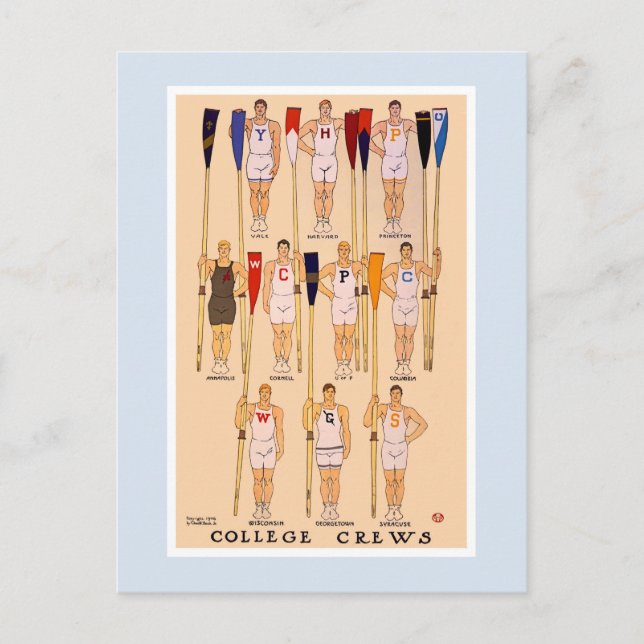 Vintage rowing 1908 College crews Vykort (Framsida)