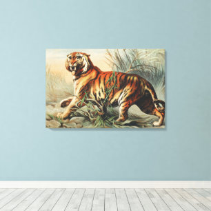 Vintage Royal Bengal Tiger Naturalistisk konsttryc Canvastryck
