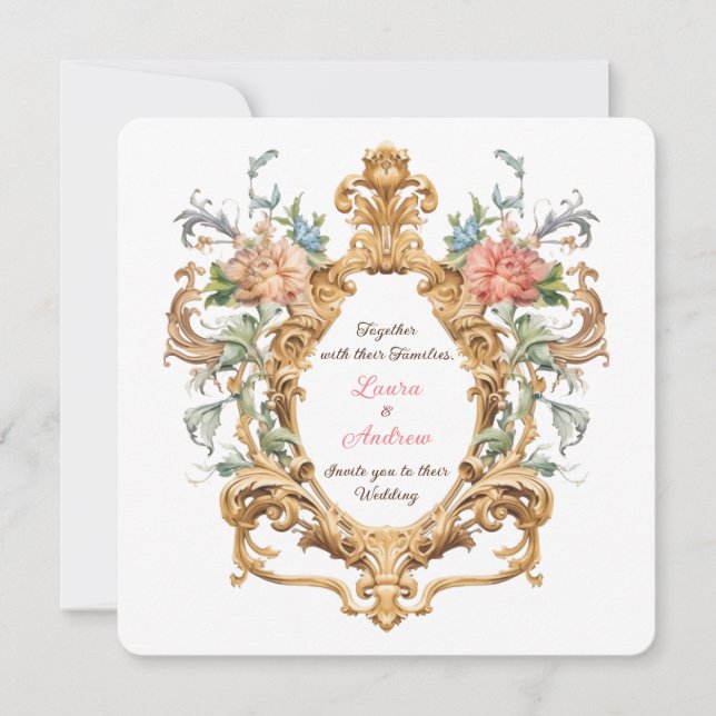 Vintage Royal Elegant Rococo Crest Spring Wedding Inbjudningar (Framsida)