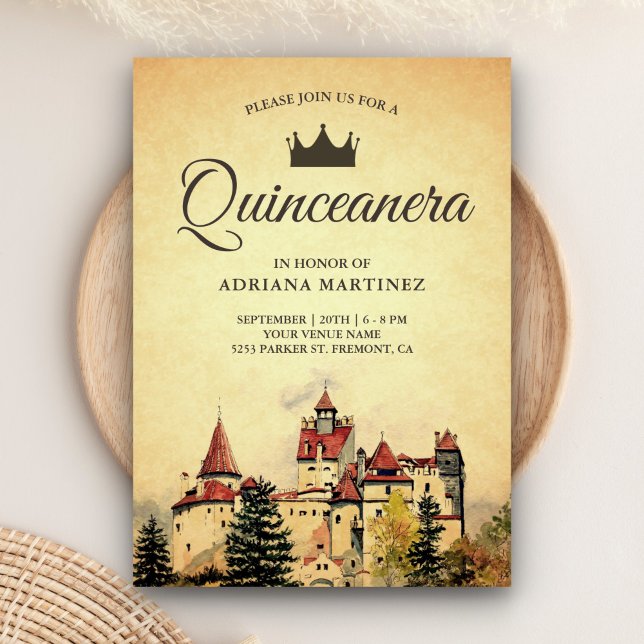 Vintage Royal Fairytale Castle Quinceanera Inbjudningar (Skapare uppladdad)