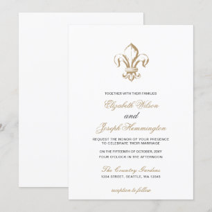 Vintage Royal Fransk Fleur de Lis Bröllop Inbjudningar