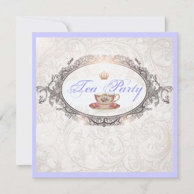 Vintage Royal Möhippa Tea Party-inbjudan Inbjudningar (Framsida)