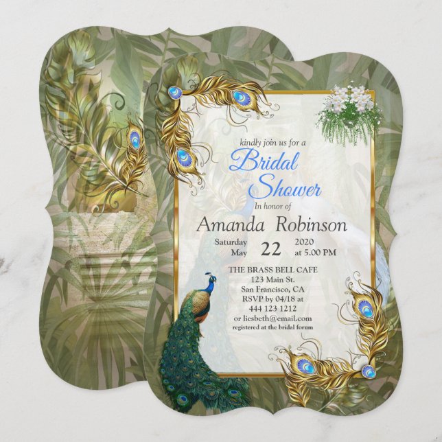 Vintage Royal Peacock Temple Dreams Inbjudningar (Fram/baksida)