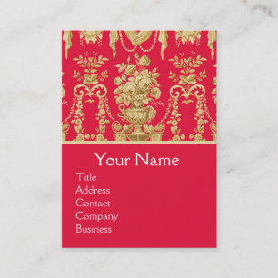 VINTAGE ROYAL RED FRANSK BLOMMIGT,FLOWER VAS,RO VISITKORT