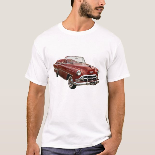 Vintage Royalty: Den Klassiska Röda Cabriolet. T Shirt (Framsida)