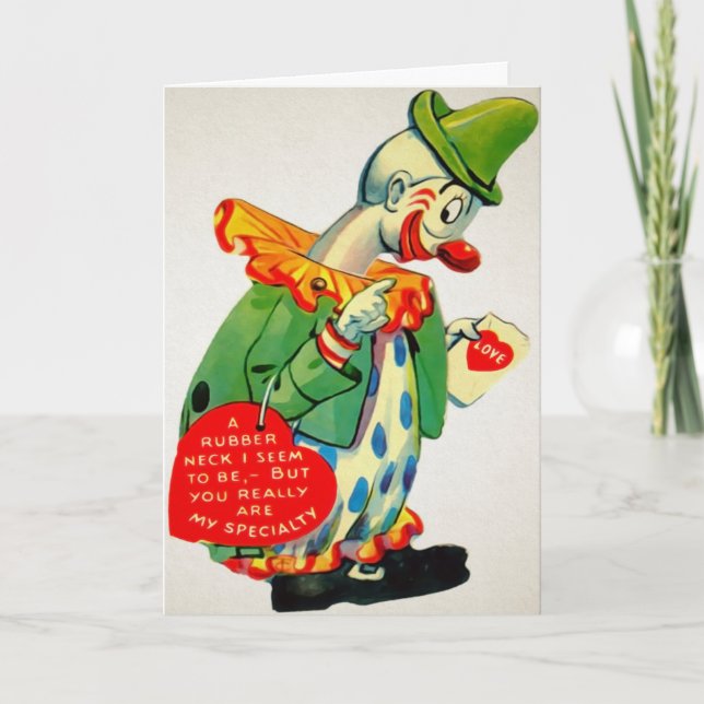 Vintage Rubberneck Clown Valentine's Day Card Helgkort (Framsida)