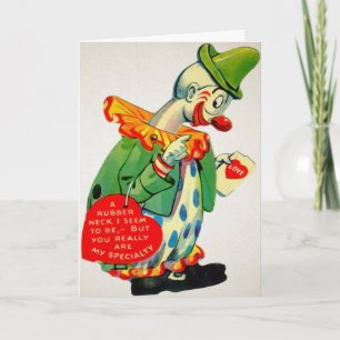Vintage Rubberneck Clown Valentine's Day Card Helgkort