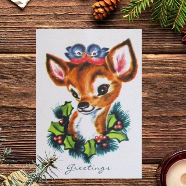 Vintage Rudolph och Blue Birds Hälsning Helgkort (Skapare uppladdad)