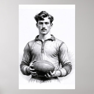 Vintage Rugby-spelare Poster