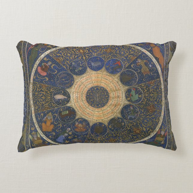 Vintage Rulers Horoscope, Antique Islamic Zodiac Prydnadskudde (Framsidan)