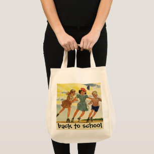 Vintage rullskridskoåkning kul för barn pojkar och tygkasse