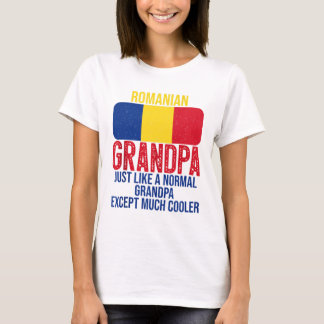 Vintage Rumänsk Grandpa Rumänien Flagga för Pappor T Shirt