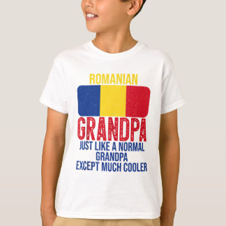 Vintage Rumänsk Grandpa Rumänien Flagga för Pappor T Shirt