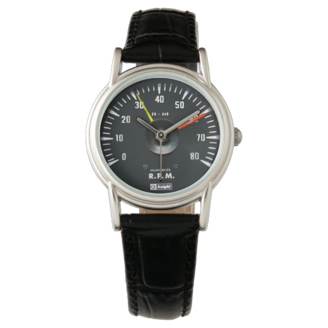 Vintage Rund analog Auto Tachometer Armbandsur (Framsida)