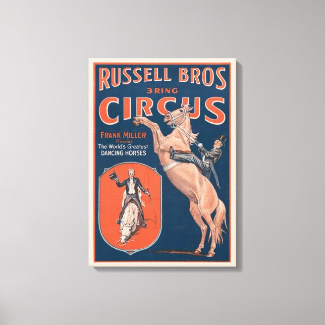 Vintage Russell Brothers Circus Poster. Canvastryck (Framsida)