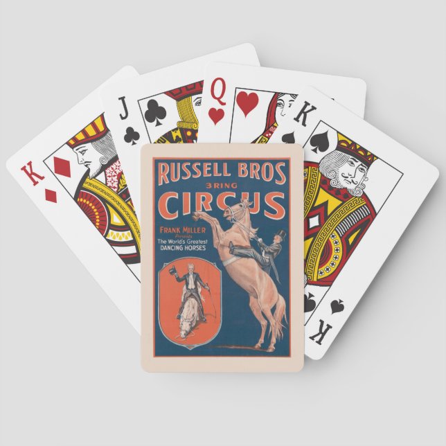 Vintage Russell Brothers Circus Poster. Casinokort (Baksidan)