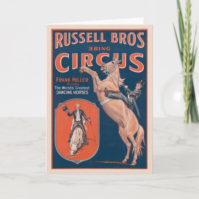 Vintage Russell Brothers Circus Poster. Kort (Framsida)