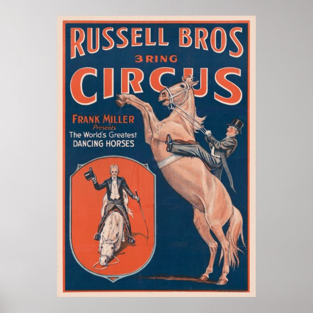 Vintage Russell Brothers Circus Poster. Poster (Framsidan)
