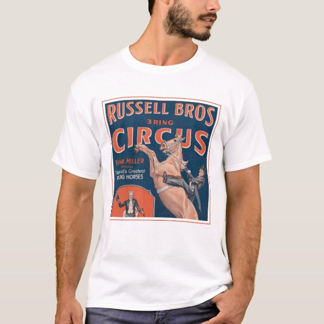 Vintage Russell Brothers Circus Poster. T Shirt (Framsida)