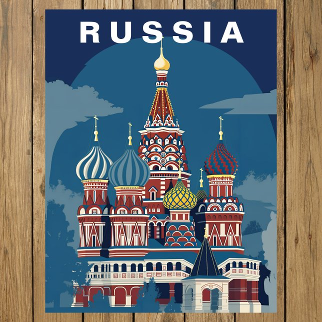 Vintage Russia Retro Cathedral Domes  Vykort (Vintage Russia Retro Cathedral Domes Postcard
)