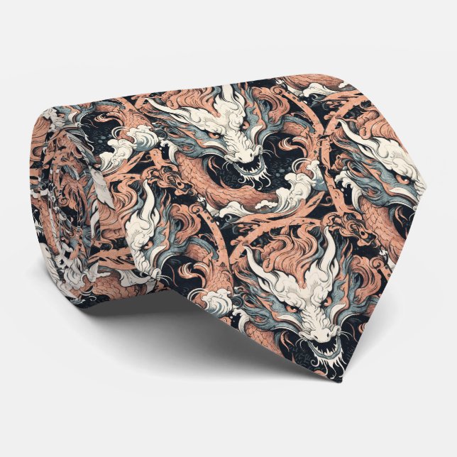 Vintage Rust och Jade Färgad Chinese Dragon Slips (Rullad)