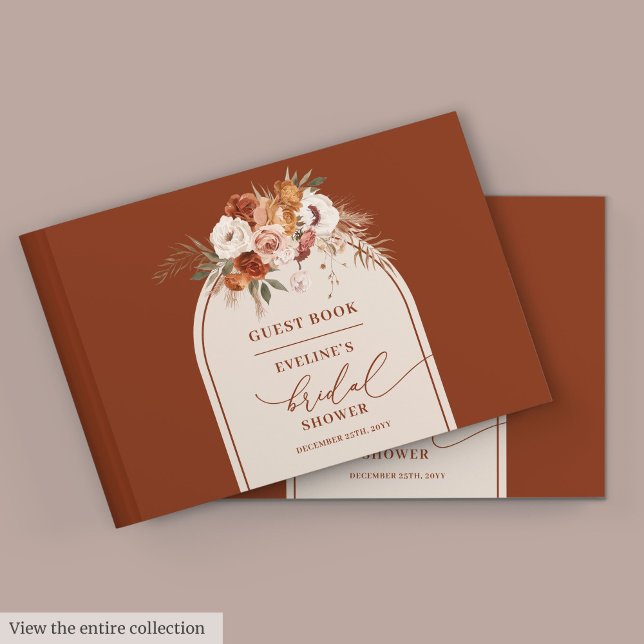 Vintage rust pampas boho möhippa gäst bok (Vintage rust pampas boho bridal shower guest book

)