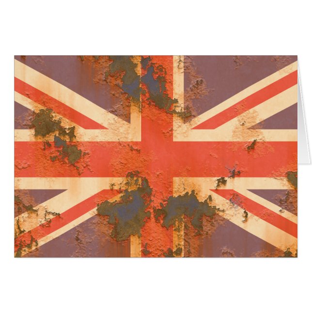 Vintage Rusted United Kingdom Flagga Hälsningskort (Framsidan Horizontal)