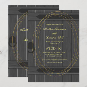 Vintage Rustic Barn Door Grått bröllopsinbjudan Inbjudningar