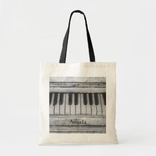 Vintage Rustic Black and White Piano Tangentbord N Tygkasse