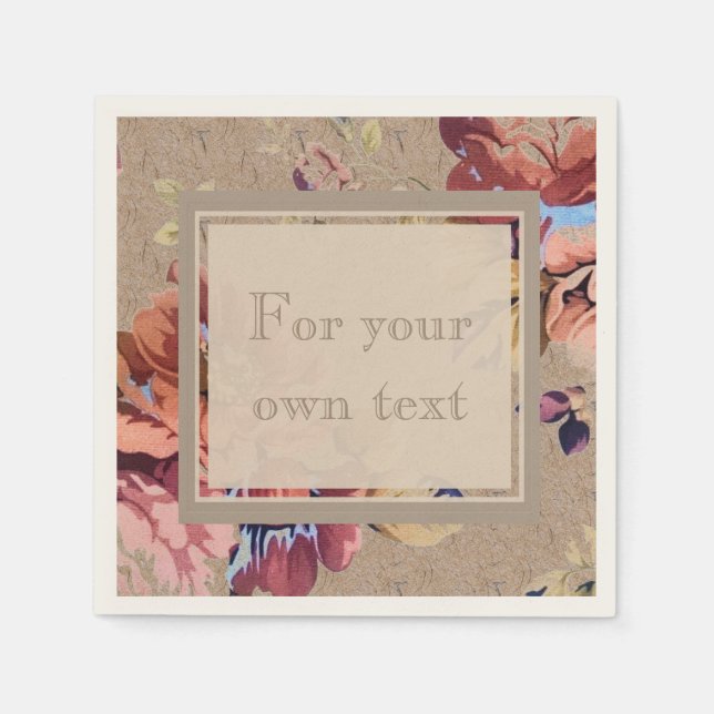 Vintage Rustic Blommigt Pappersservett (Framsidan)