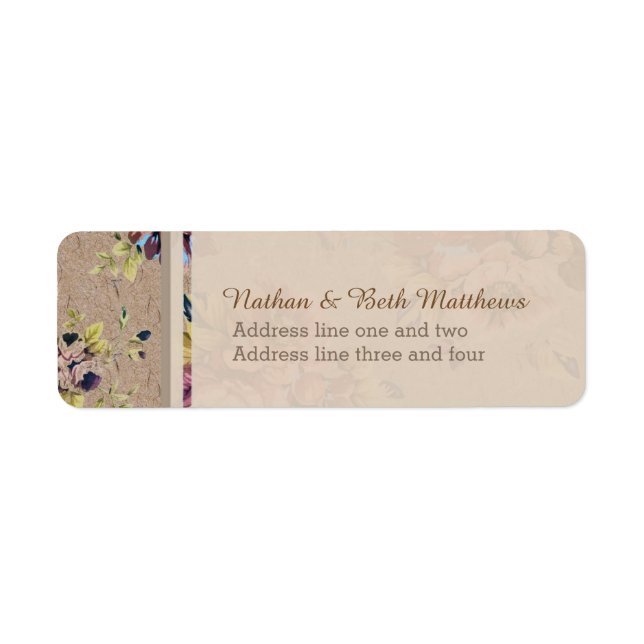 Vintage Rustic Blommigt Returadress Etikett (Framsidan)