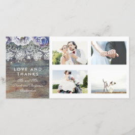 Vintage Rustic Blue Blommigt Bröllop Tack Kort