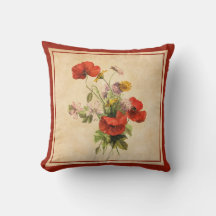Vintage Rustic Bouquet Red Poppies Vild Flowers