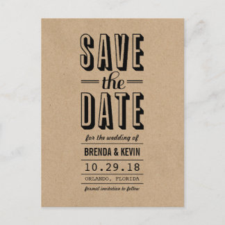Vintage Rustic Bröllop Save the Date Brevkort Meddelande Vykort