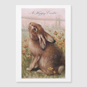 Vintage Rustic Brown Påskhare & Wildblommor
