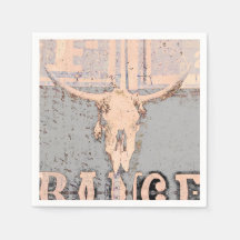 Vintage Rustic Bull Skull Grått Beige Western