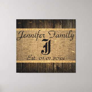 Vintage Rustic Burlap Wood Loogram Canvastryck
