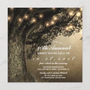 Vintage Rustic Carved Oak Träd Gala-inbjudan Inbjudningar