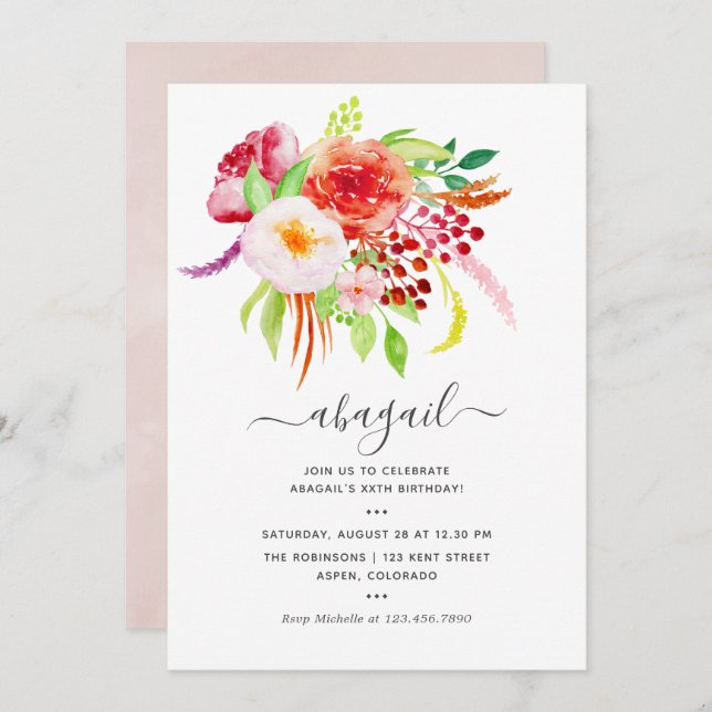 Vintage Rustic Charm Birthday Inbjudningar (Fram/baksida)